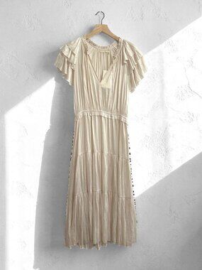 Ulla Johnson Blaire Midi Dress, Blanc , Cream,  Size 8,  NWT